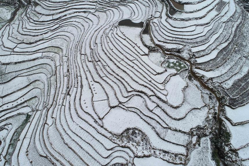 高要村雪后景色（無人機照片）。楊武魁攝