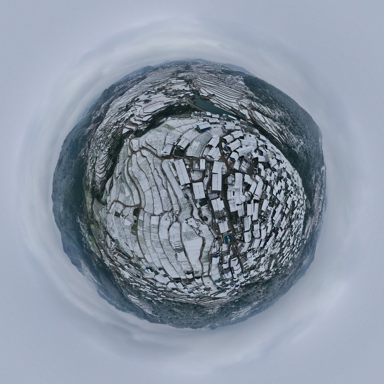 五一村雪后全景（無人機照片）。楊武魁攝