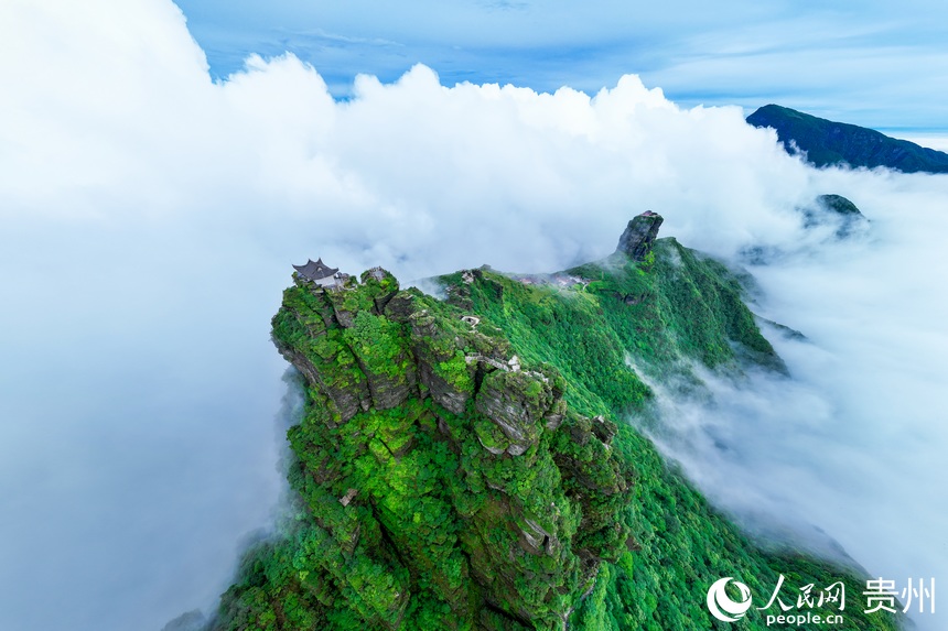 云霧繚繞的梵凈山。人民網記者 涂敏攝