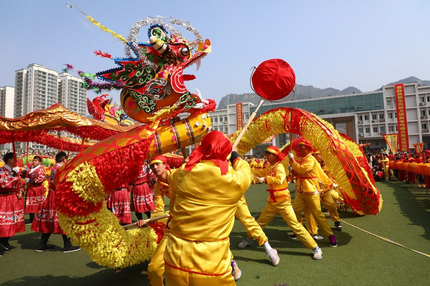 石阡仡佬毛龍節活動現場。石阡縣融媒體中心供圖