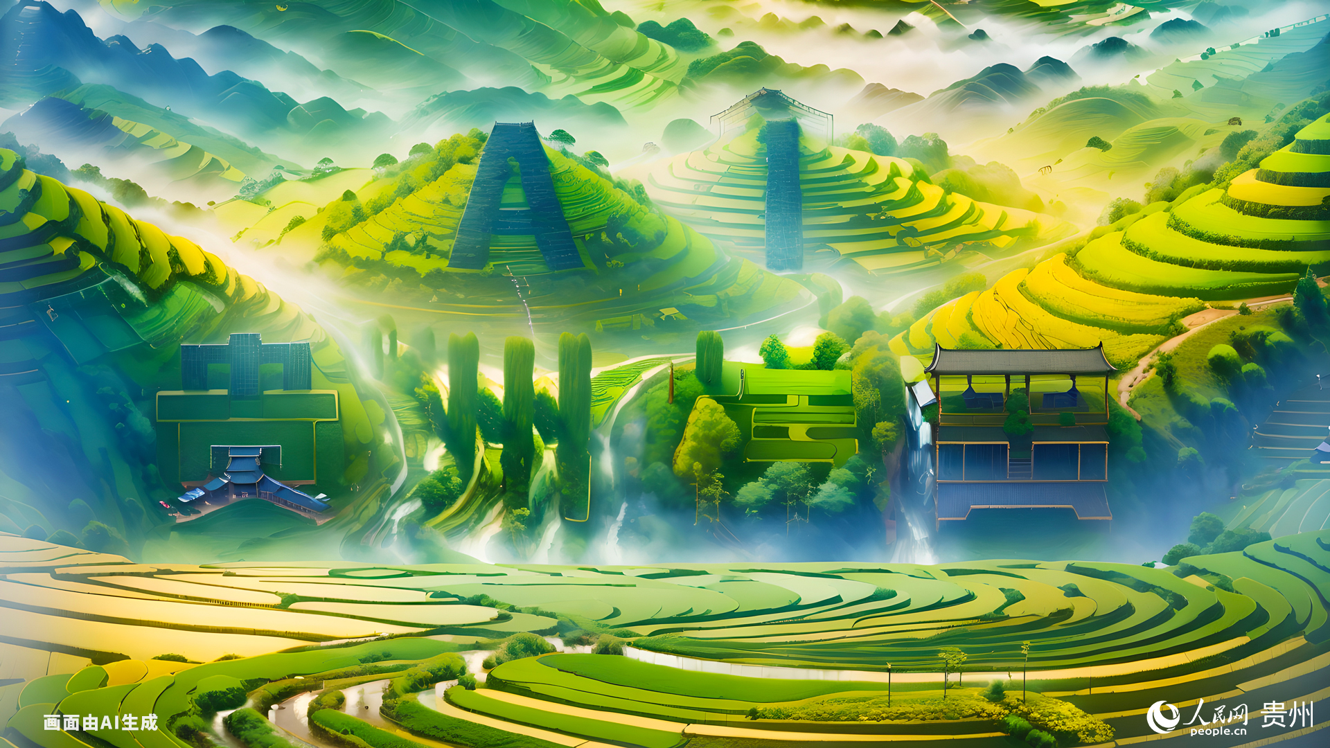 AI貴州梯田。