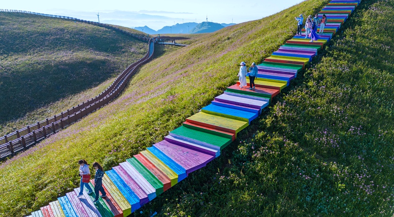 8月24日，游客在貴州省畢節市赫章縣阿西里西·韭菜坪景區游玩。