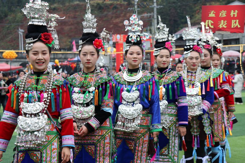 2024黎平·中國侗年蓋寶侗寨分會場系列活動參演隊伍“侗家七仙女”。王芳芳攝
