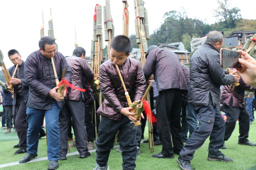 2024黎平·中國侗年蓋寶侗寨分會場系列活動蘆笙參演隊伍。王芳芳攝