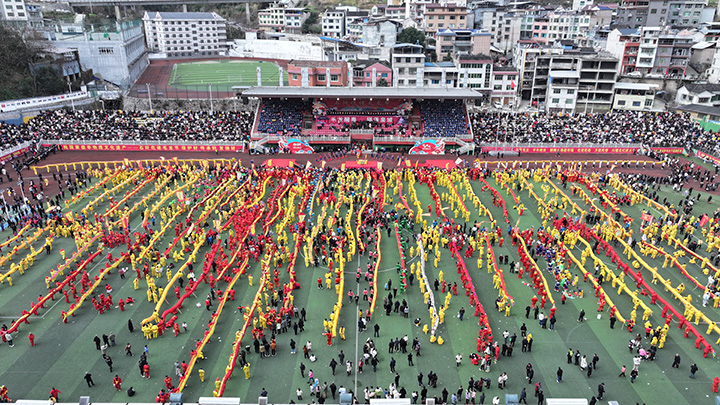 貴州石阡仡佬毛龍節現場。