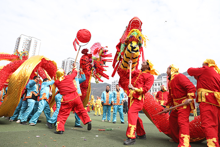 貴州石阡仡佬毛龍節現場。