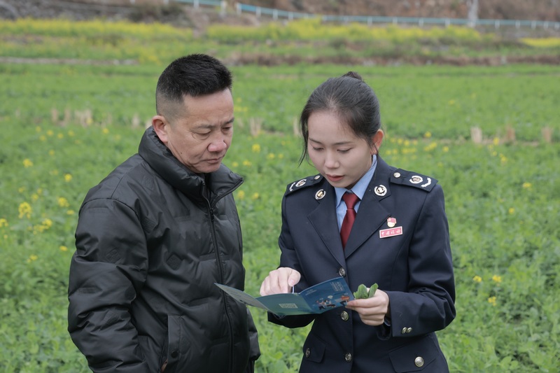 望謨縣稅務局稅費工作服務隊宣傳農產品稅惠政策，幫助合作社用好用足政策紅利。羅睿思攝