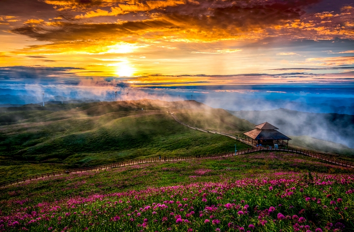 夕照韭菜坪—劉勇攝