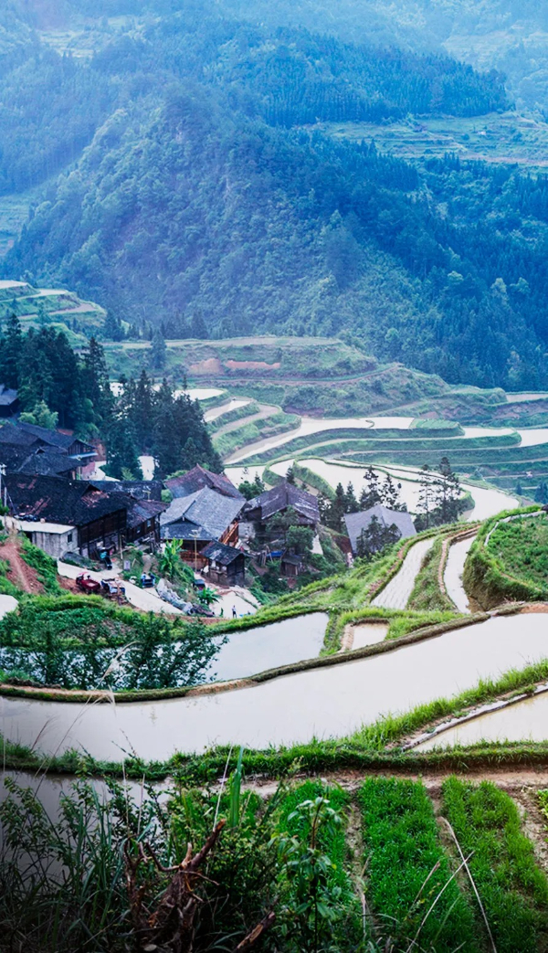 電影《我和我的家鄉》之《天上掉下個UFO》單元中，貴州雕琢千年的大地曲線。圖/電影我和我的家鄉微博