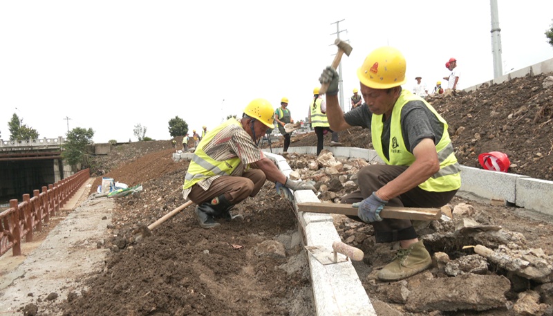 安順經開區人行道海綿化改造項目完成90%。