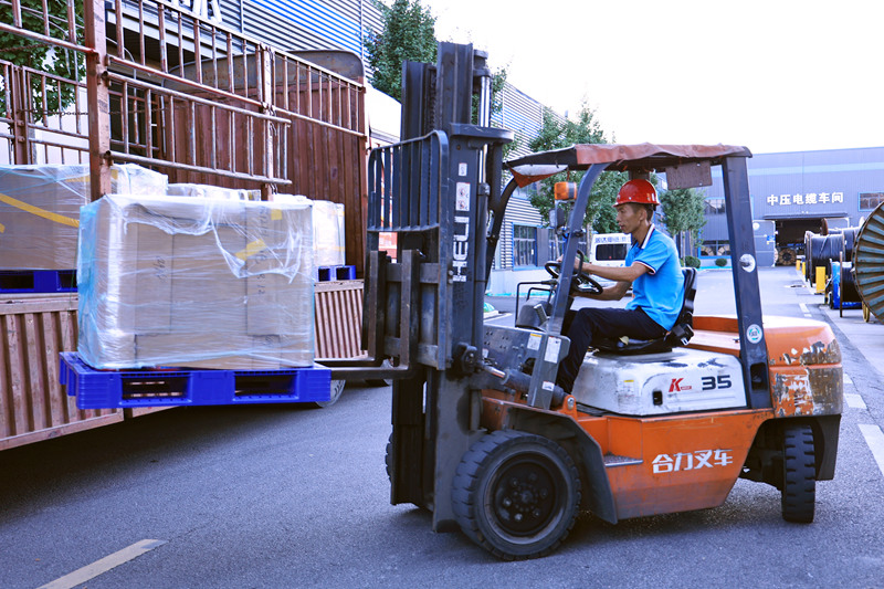 出口法國貨物裝車現場。