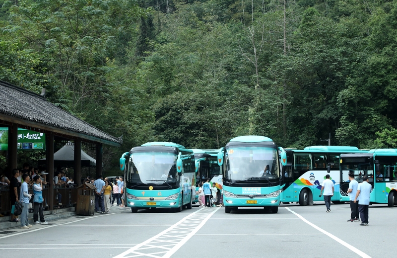 景區觀光車高效運轉。戴友維攝